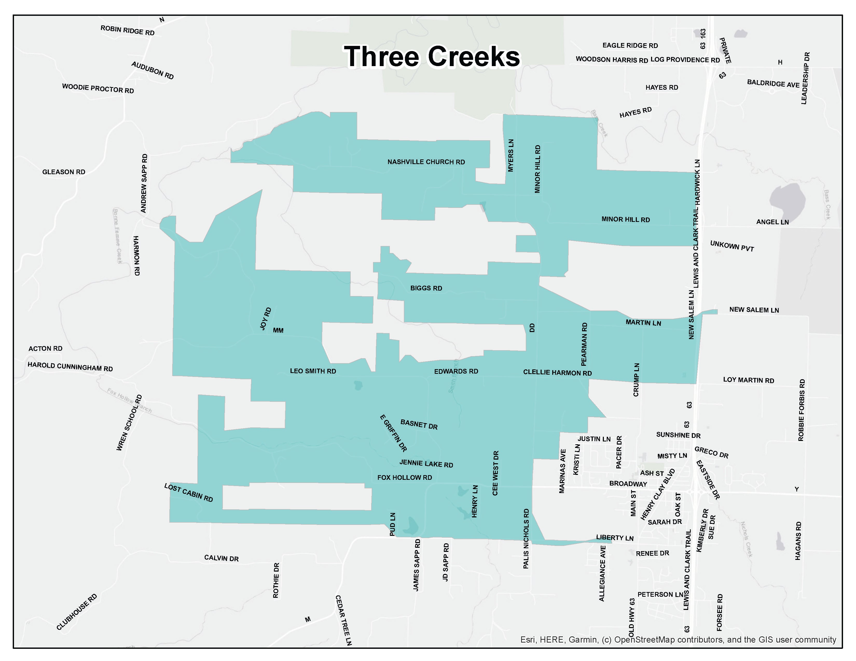 Three Creeks Area Map